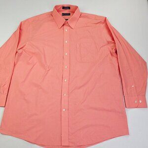 Stafford Essentials Classic Fit Broadcloth Mens Salmom Size 17-17.5 34/35 Shirt